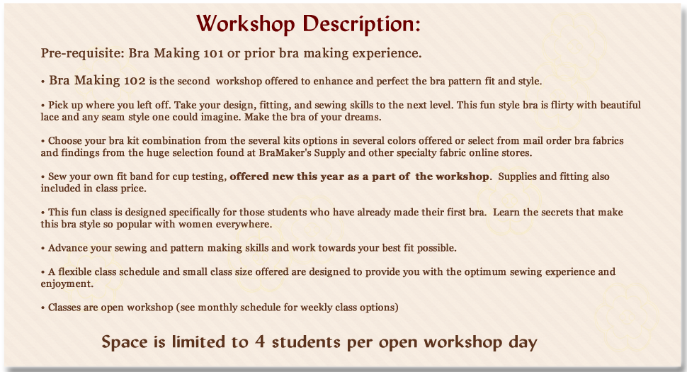 bra making 102 workshop information