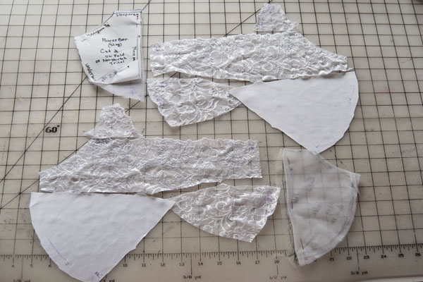 bra pattern cut out and ready to sew.